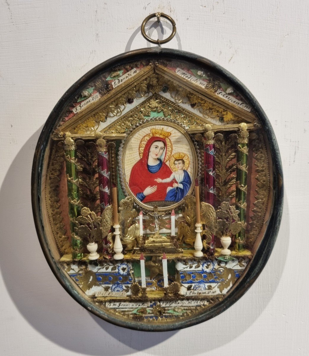 Large Relics With Painted Image Of The Virgin Mary And Child Jesus And 8 Others