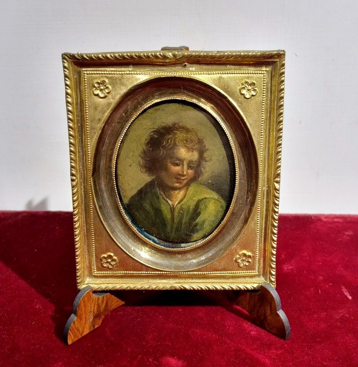 Small Painting On Copper In A Gilded Frame-photo-2