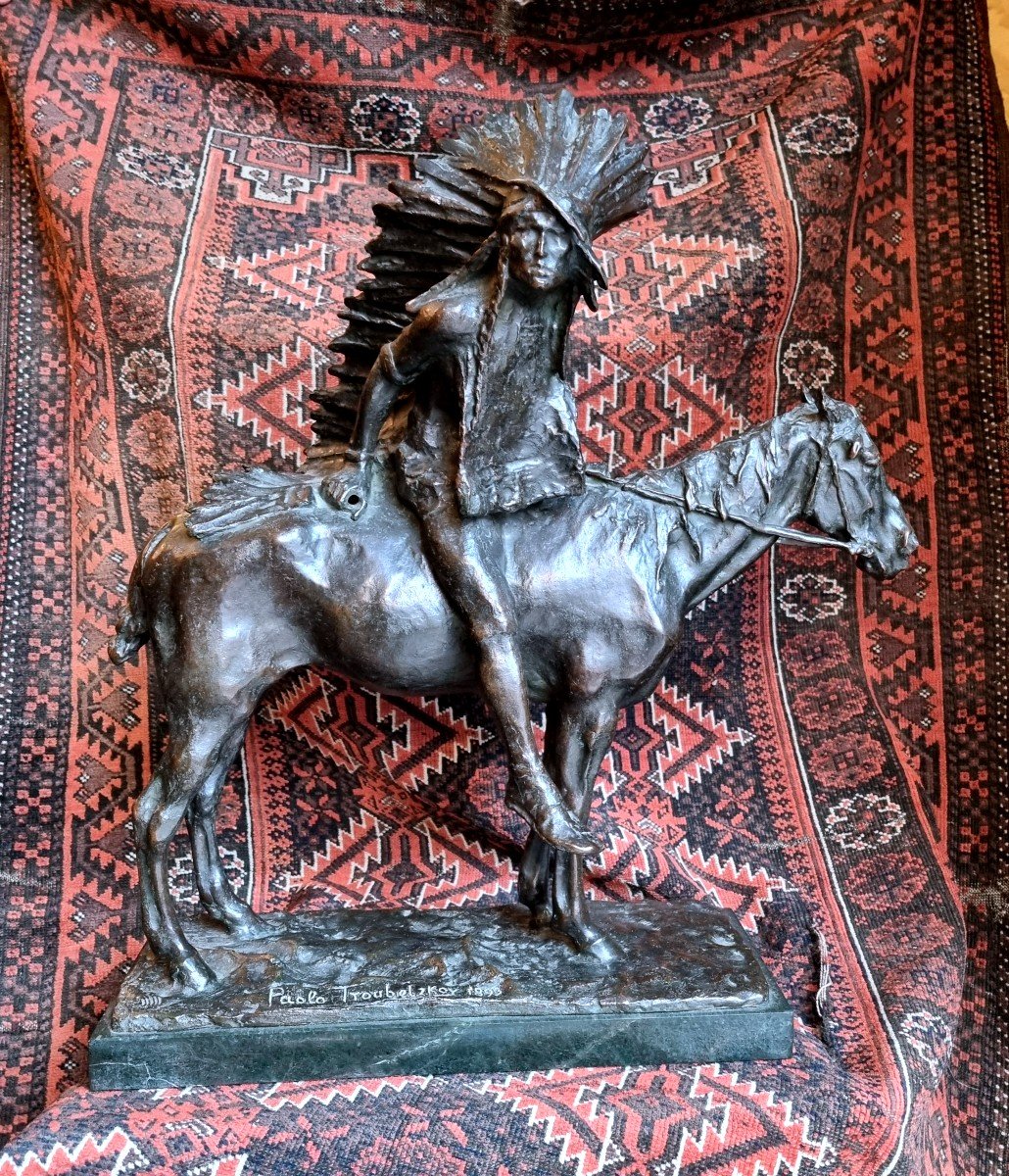 Native American On Horseback,paolo Troubetzkoy