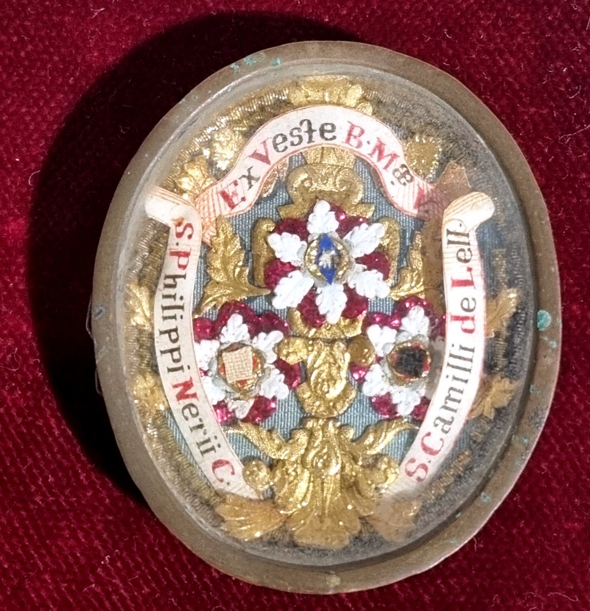 Large Relic Of Ex Veste B.m.v.-s.camilli De Lellis-s.philippi Nerii C.-photo-2