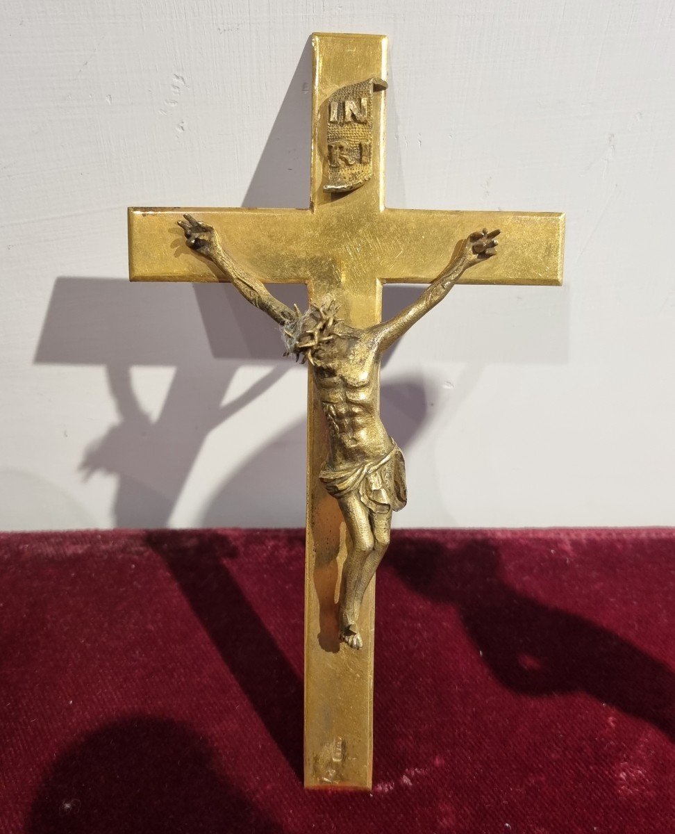 Petit Crucifix En Argent Vermeil Naples-photo-2