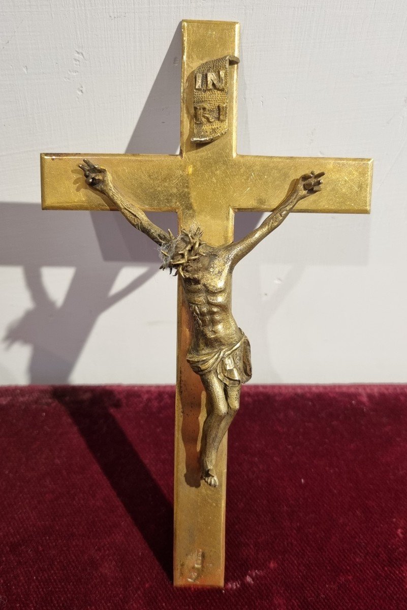 Petit Crucifix En Argent Vermeil Naples-photo-1