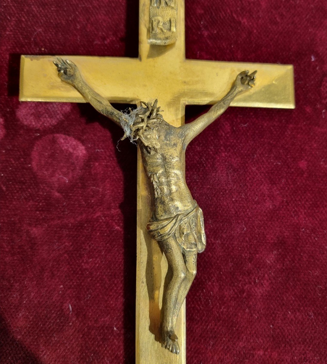 Petit Crucifix En Argent Vermeil Naples-photo-2