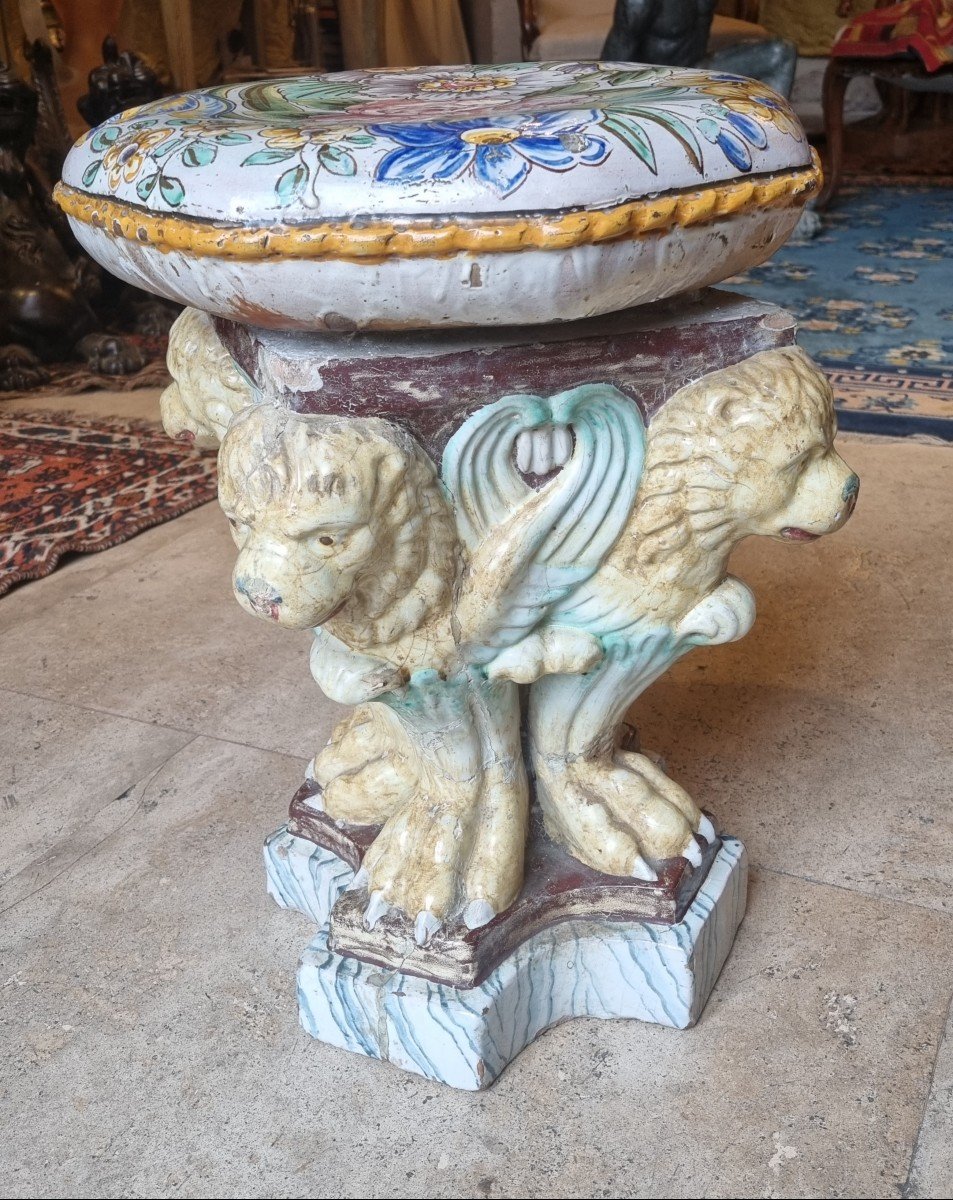 Grand Tour Glazed Terracotta Stool-photo-2