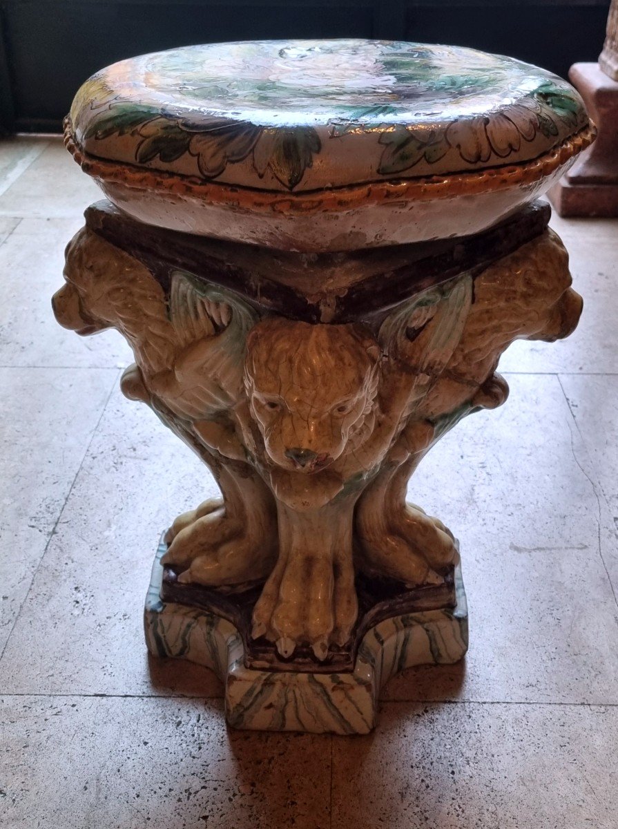 Grand Tour Glazed Terracotta Stool-photo-4