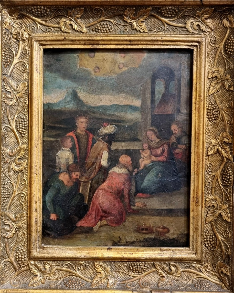 Paire De Peintures Sur Cuivre « Adoration Des Mages Et Circoncision »-photo-1