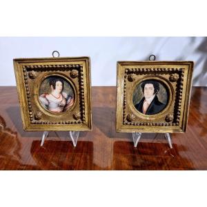Pair Of Miniatures In Empire Frames
