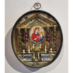 Large Relics With Painted Image Of The Virgin Mary And Child Jesus And 8 Others