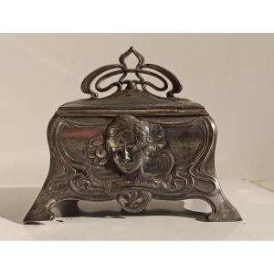 Pewter Jewelry Box, Art Nouveau