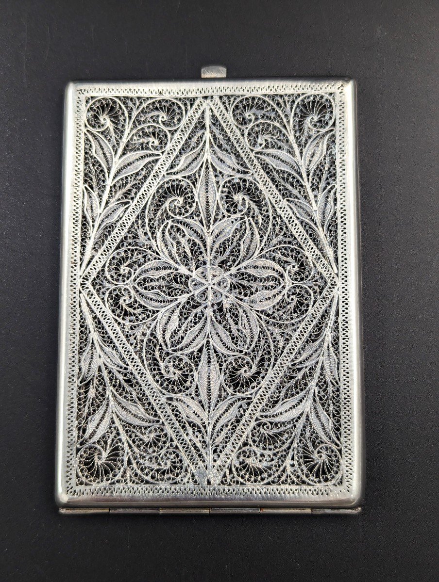 19th Century Silver Filigree Card (cigarette) Case-photo-1