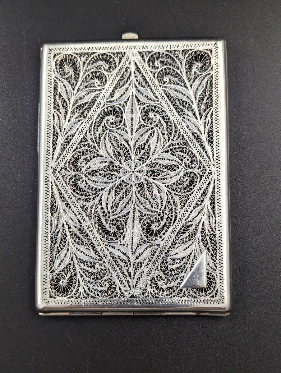 19th Century Silver Filigree Card (cigarette) Case