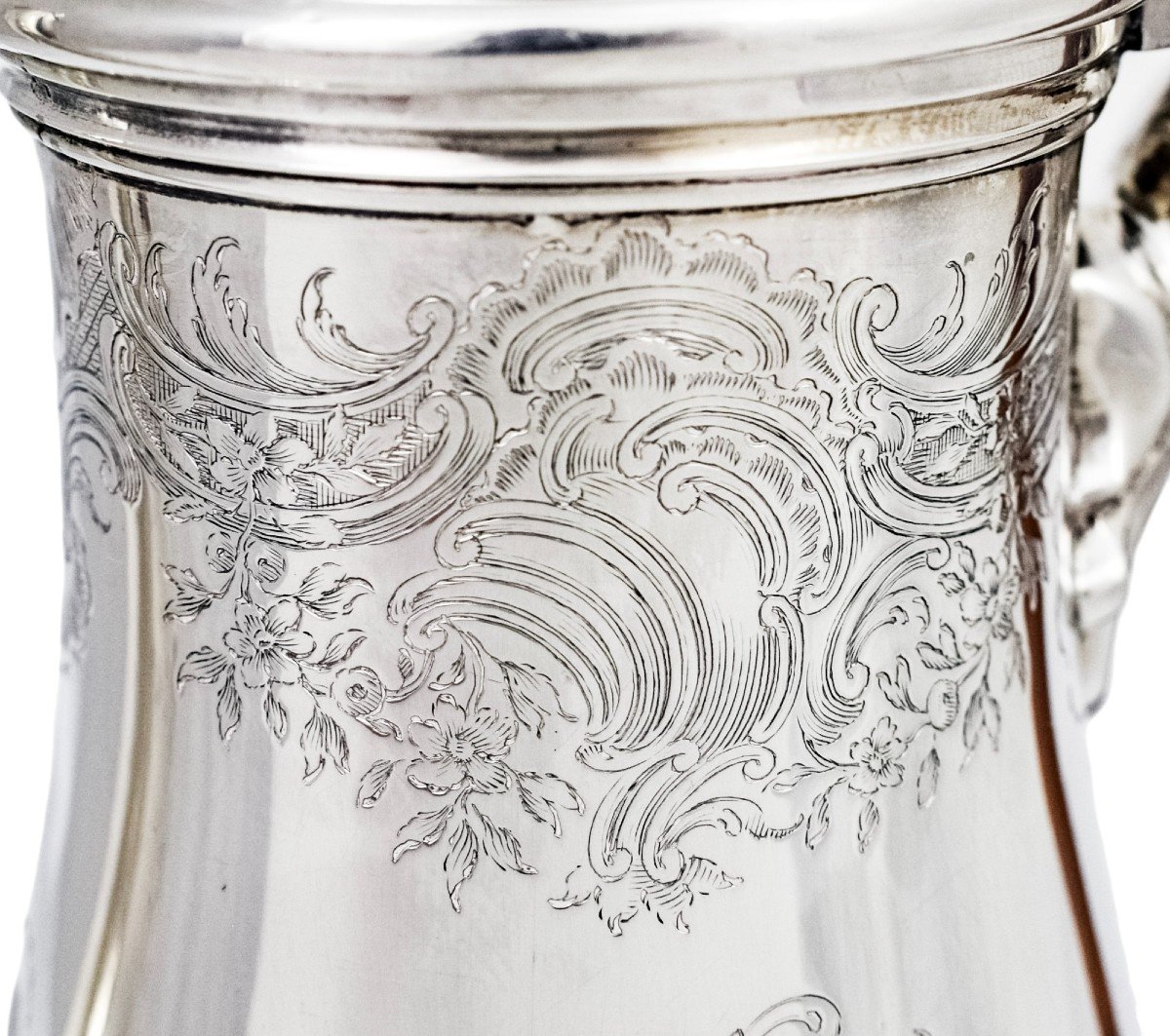 Cafetière Rocaille En Argent Sterling De Style Rococo George Ii, 1740, Armoiries Aristocratique-photo-1