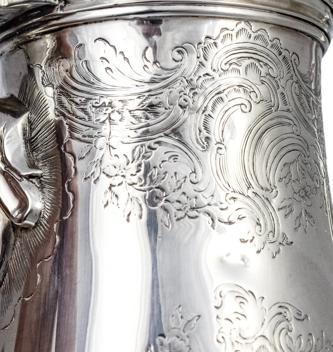 Cafetière Rocaille En Argent Sterling De Style Rococo George Ii, 1740, Armoiries Aristocratique-photo-3