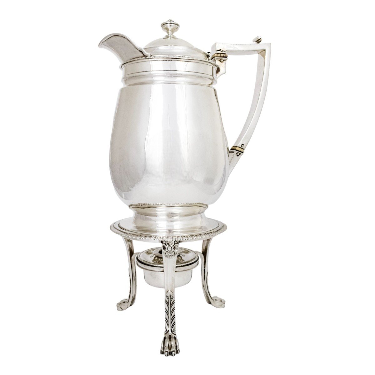 Cafetière Biggin En Argent Sterling George III De Rebecca Emes Sur Support Avec Brûleur, 1815-photo-2