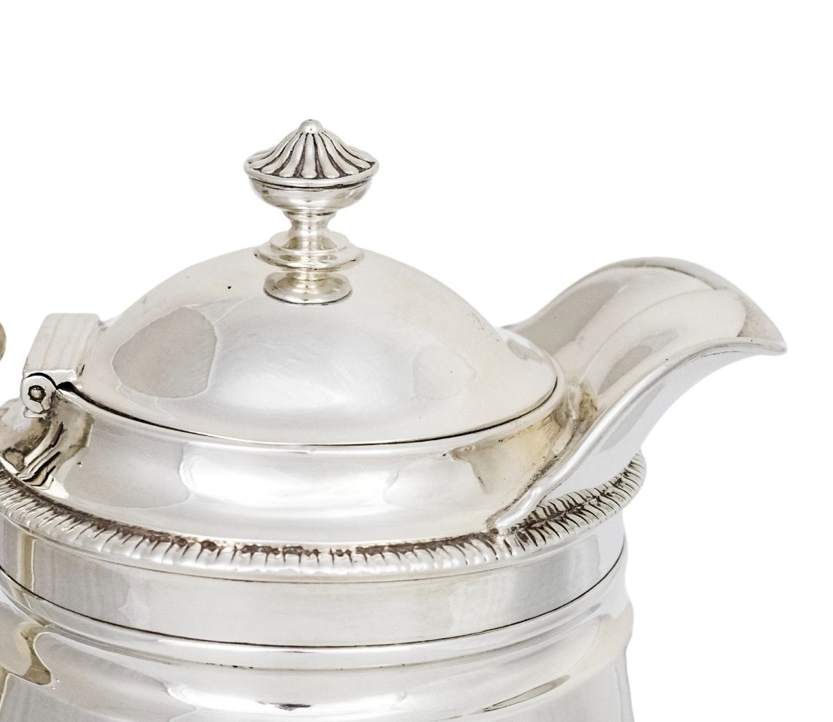 George III Rebecca Emes Sterling Silver Coffee Pot Biggin On Burner Stand, 1815-photo-3