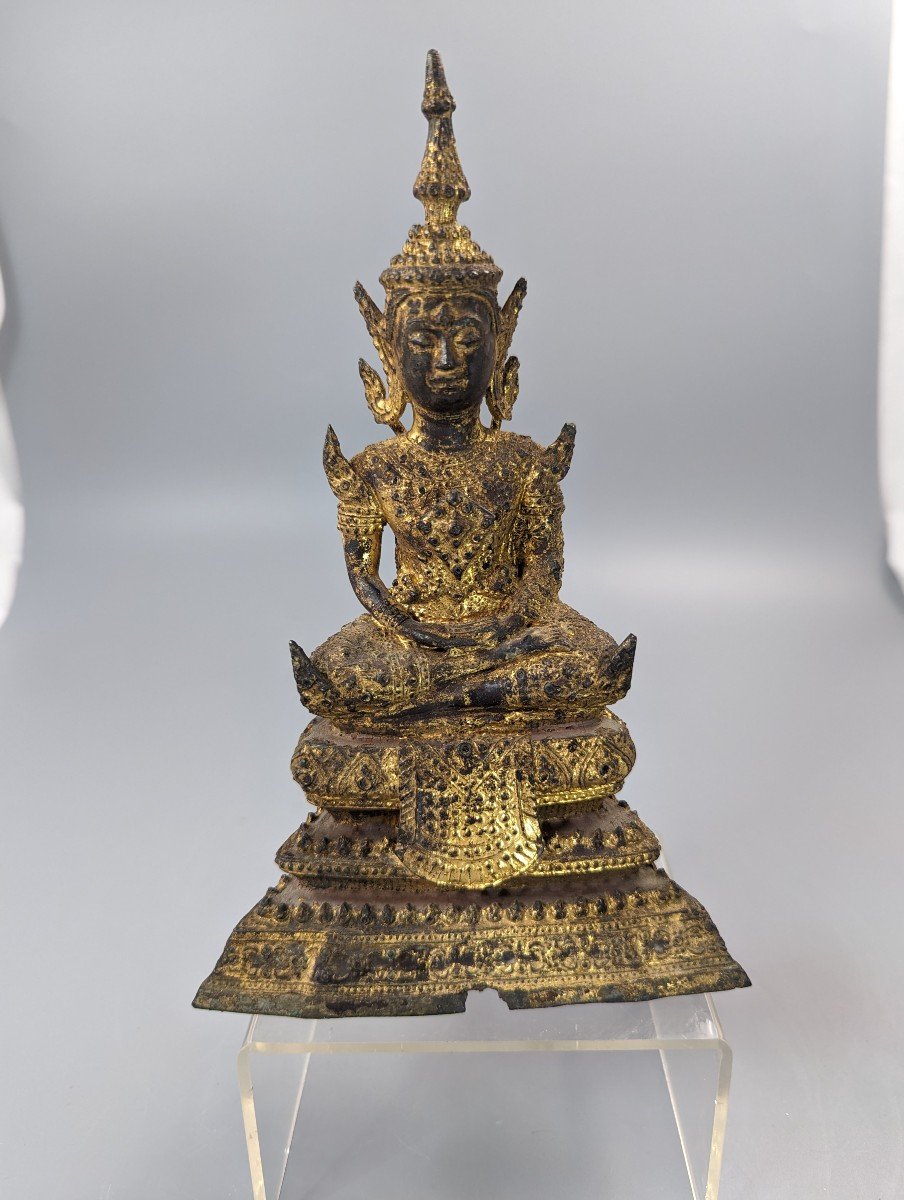 Bouddha Shakyamuni Sur Haut Trône, Thaï, 18ème/19ème Siècle-photo-2