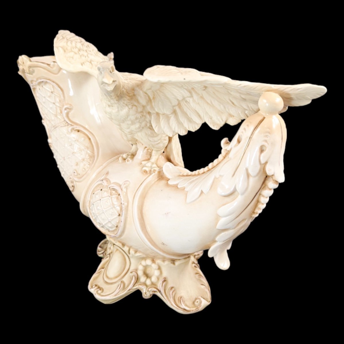 Vase Antique Royal Rudolstadt: Aigle Sur Cornucopia, C. 19ème Siècle-photo-2