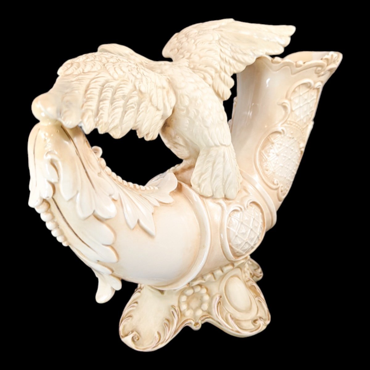 Vase Antique Royal Rudolstadt: Aigle Sur Cornucopia, C. 19ème Siècle-photo-4