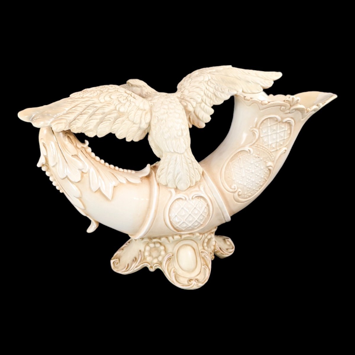 Vase Antique Royal Rudolstadt: Aigle Sur Cornucopia, C. 19ème Siècle-photo-1