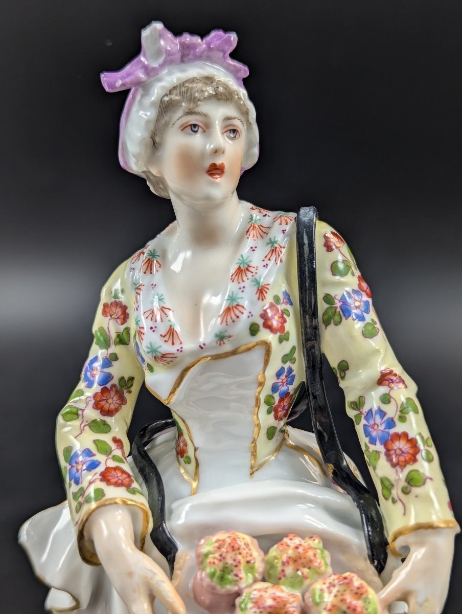 Figurine De Vendeuse De Fleurs, Samson, France, 19ème Siècle-photo-8