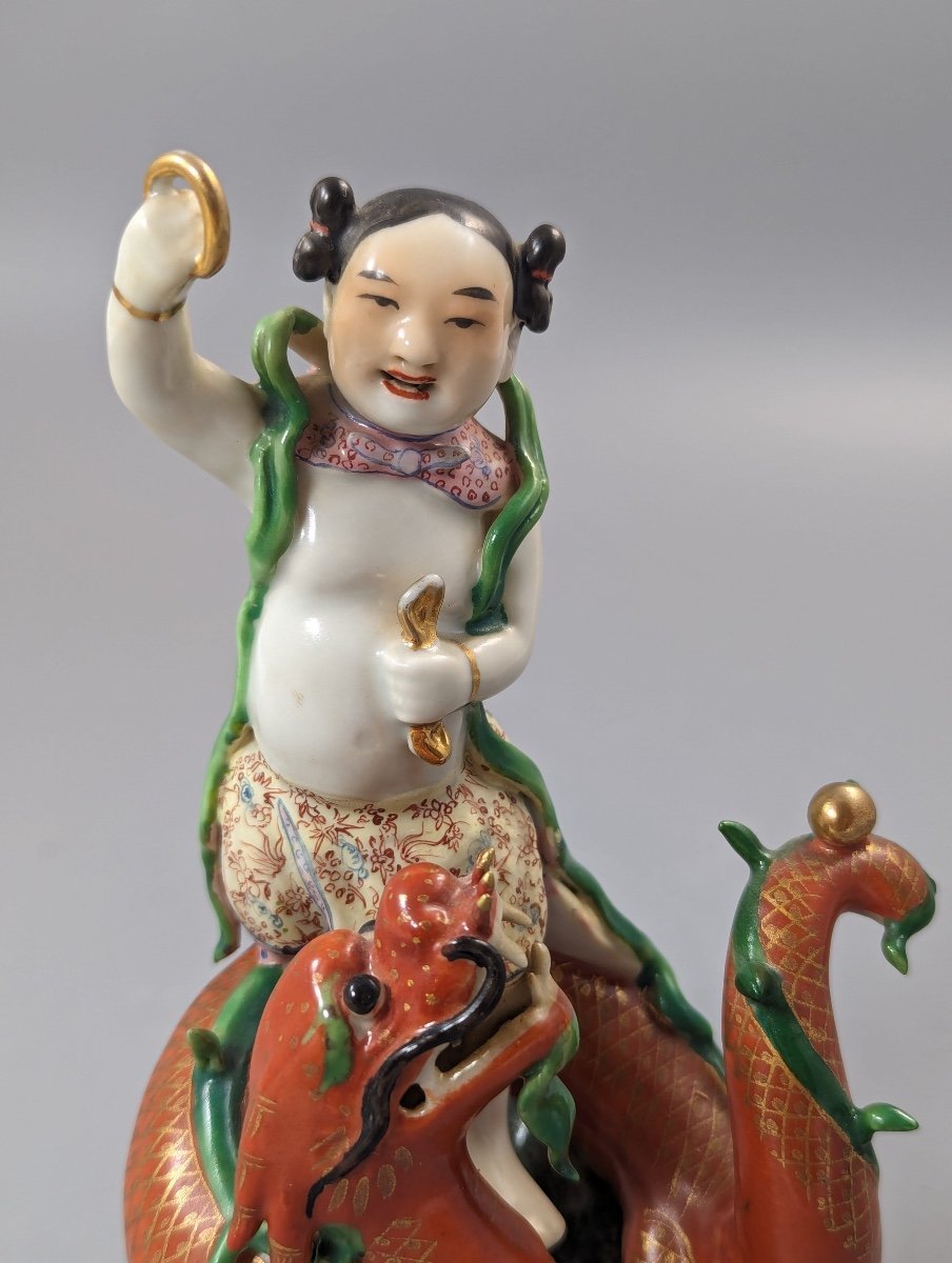 Figurine Chinoise Famille-rose De Nezha, C. 19ème Siècle-photo-2