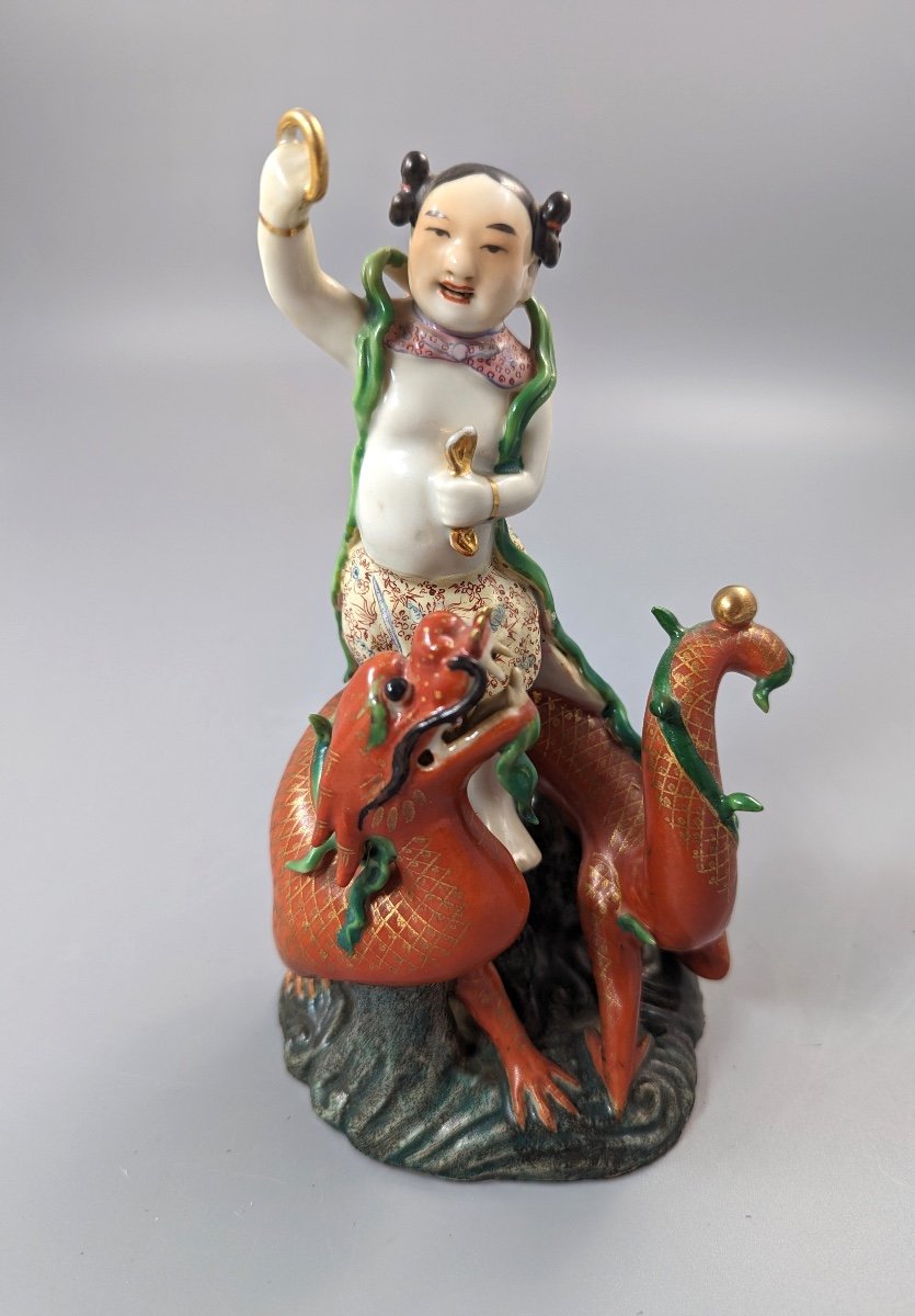 Figurine Chinoise Famille-rose De Nezha, C. 19ème Siècle-photo-4