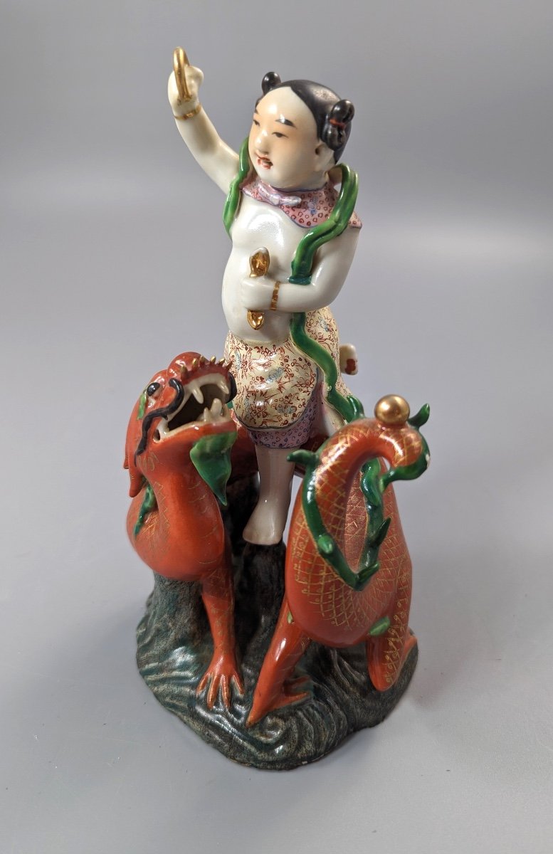 Figurine Chinoise Famille-rose De Nezha, C. 19ème Siècle-photo-5