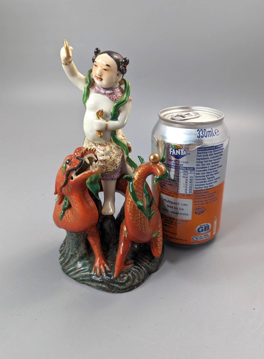 Figurine Chinoise Famille-rose De Nezha, C. 19ème Siècle-photo-8