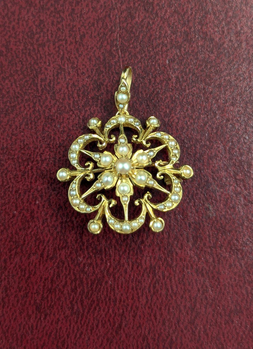 A Victorian Pearl And 15ct Gold Brooch Pendant-photo-1