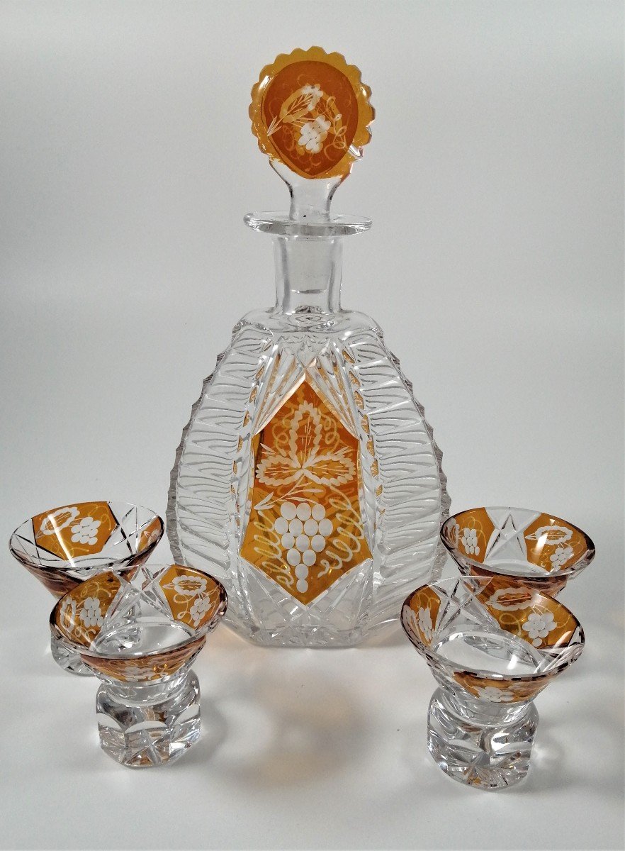 Czech Bohemian Art Deco Glass Liqueur Set By Karl Palda,c.1930-photo-2