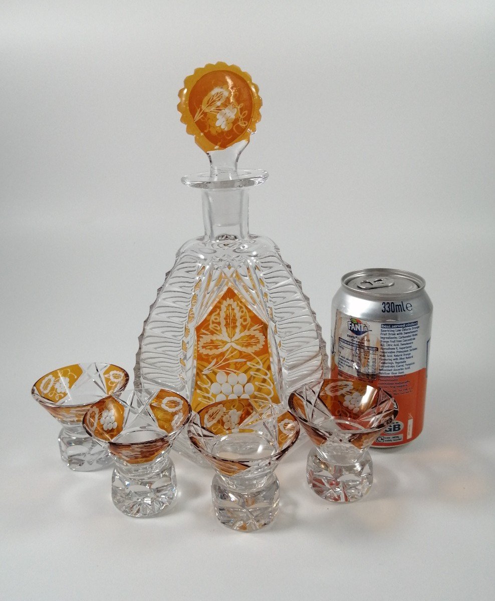 Czech Bohemian Art Deco Glass Liqueur Set By Karl Palda,c.1930-photo-4