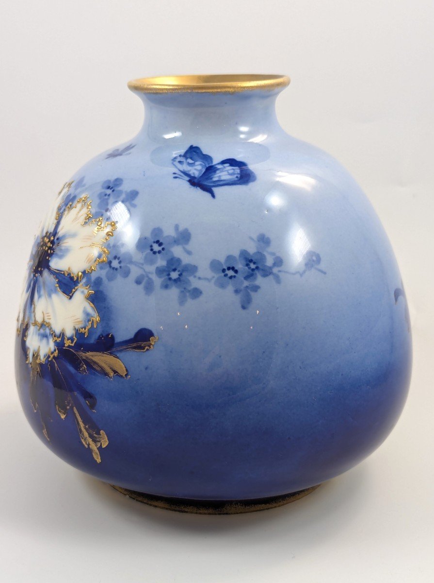 Antique Blue Porcelain Vase By Ernst Wahliss, Vienna, Circa 1894-1900-photo-2