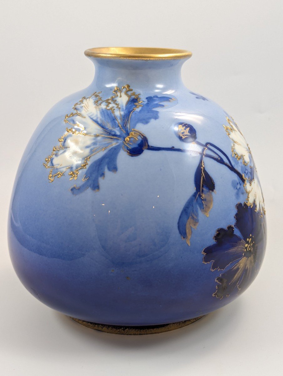 Antique Blue Porcelain Vase By Ernst Wahliss, Vienna, Circa 1894-1900-photo-1