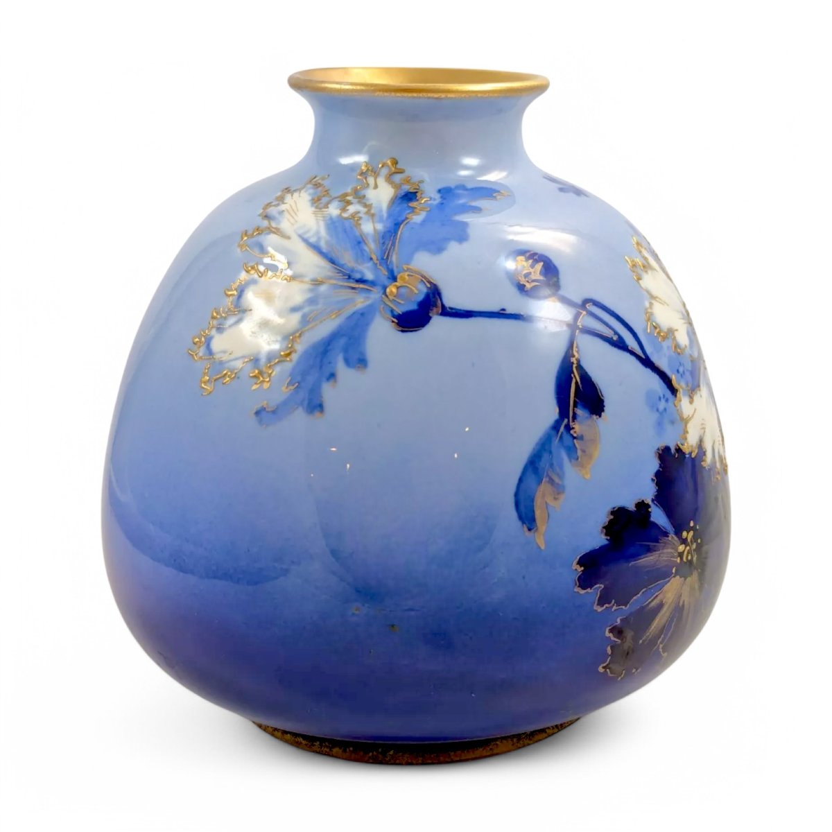 Antique Blue Porcelain Vase By Ernst Wahliss, Vienna, Circa 1894-1900-photo-2