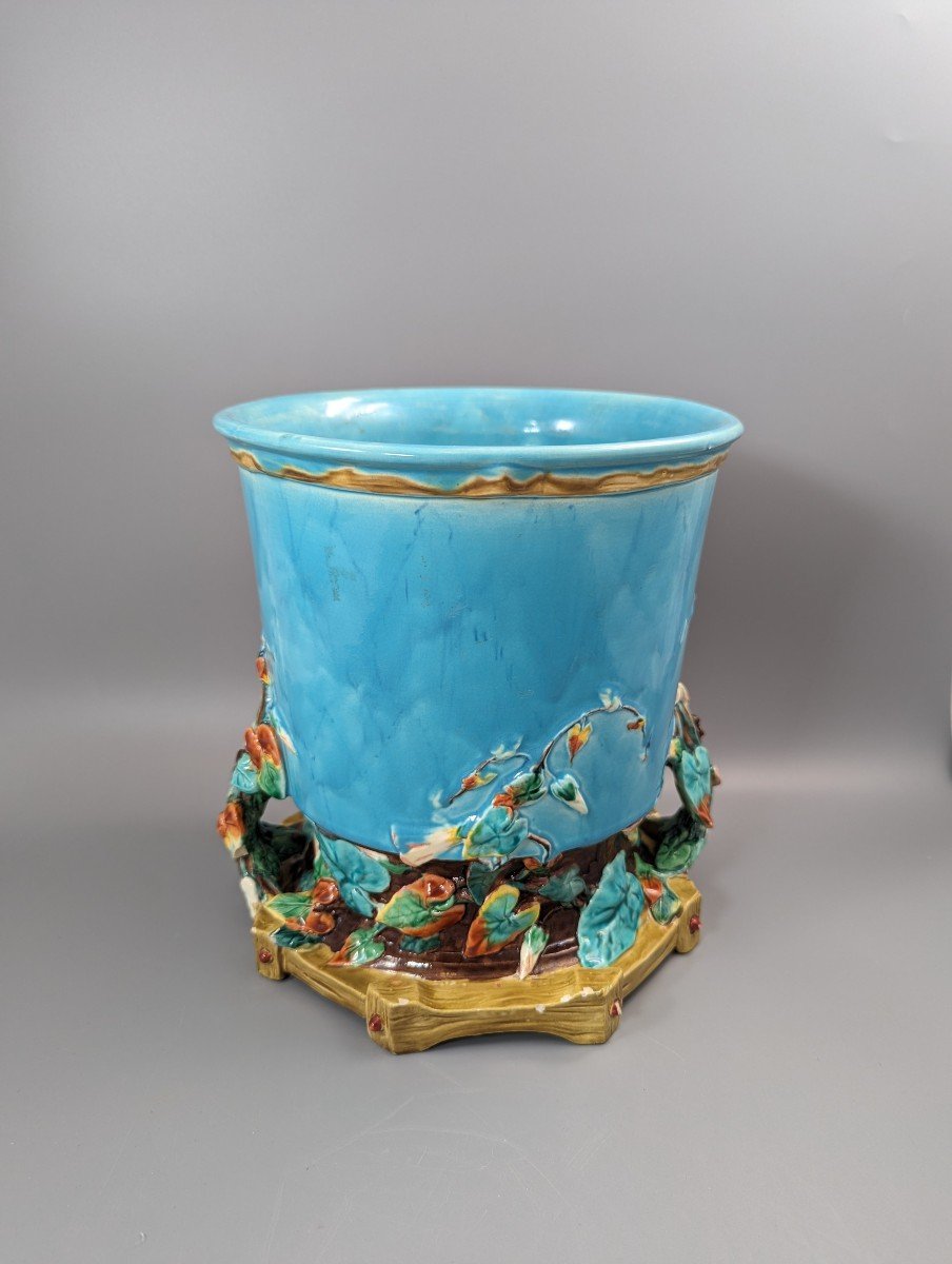 Rare Royal Worcester Majolica Jardiniere, Circa 1876-photo-2