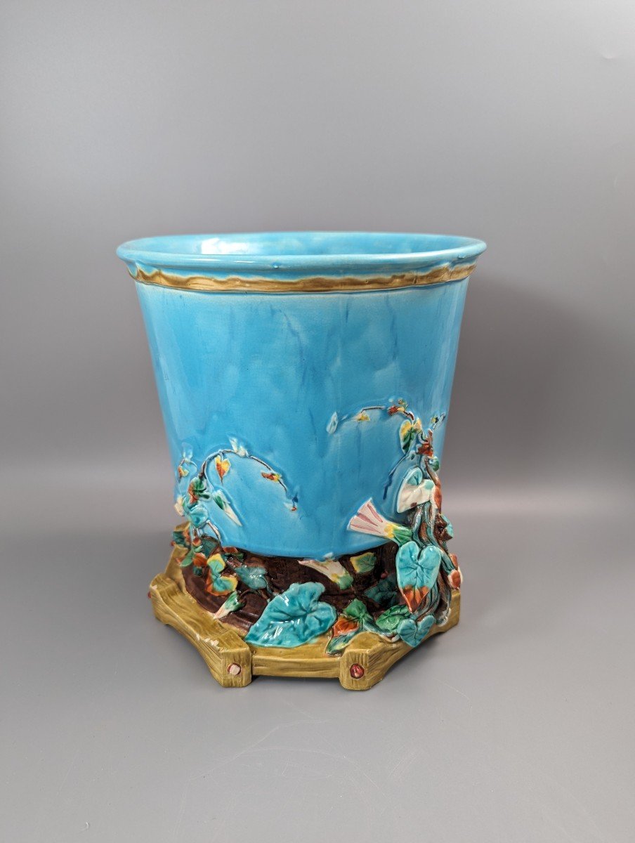 Rare Jardinière En Majolique De Royal Worcester, Vers 1876-photo-3