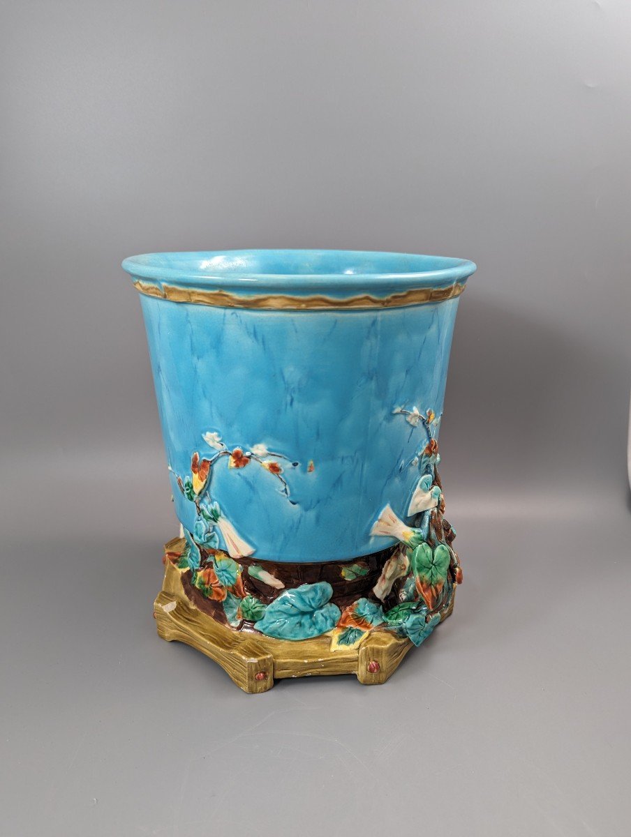 Rare Jardinière En Majolique De Royal Worcester, Vers 1876-photo-2