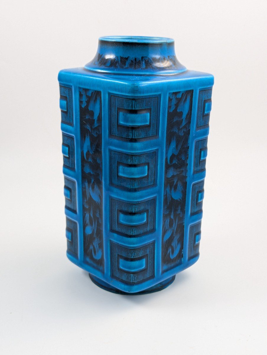 Christopher Dresser For Minton Turquoise Glazed Square Vase, Circa 1880-photo-2