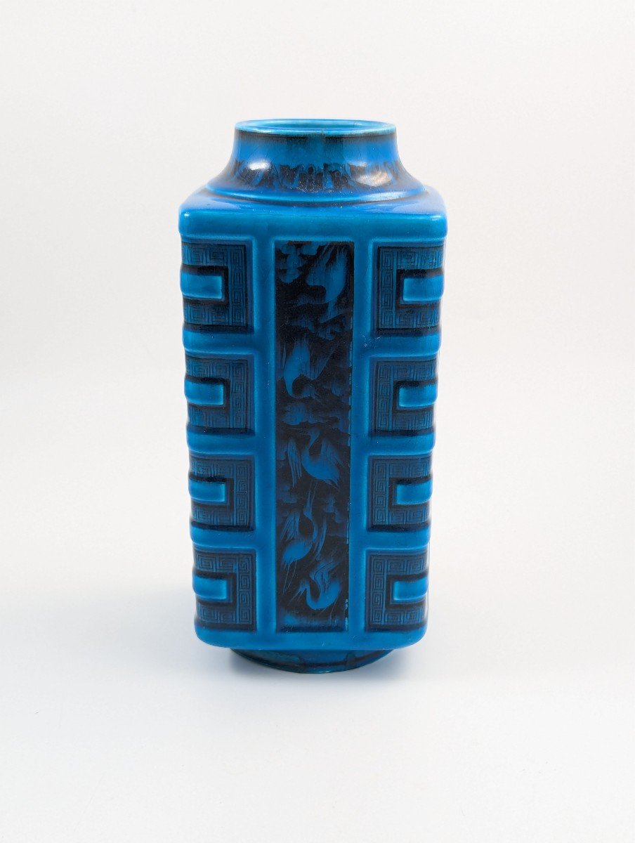 Christopher Dresser For Minton Turquoise Glazed Square Vase, Circa 1880-photo-3