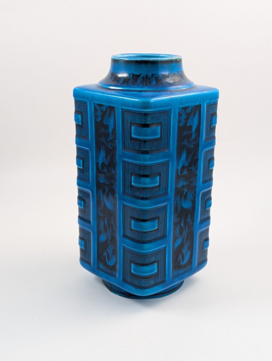 Christopher Dresser For Minton Turquoise Glazed Square Vase, Circa 1880-photo-4