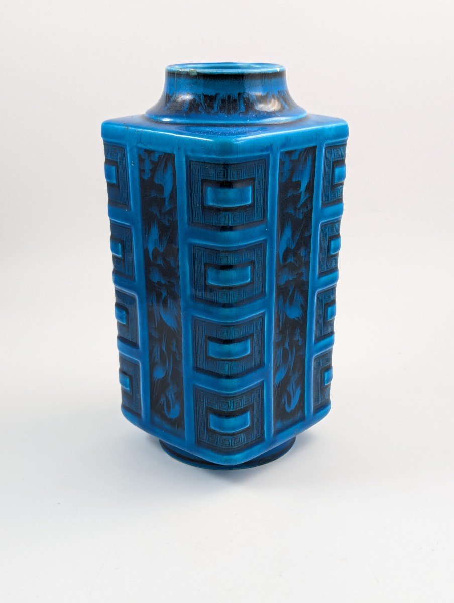 Christopher Dresser For Minton Turquoise Glazed Square Vase, Circa 1880-photo-2