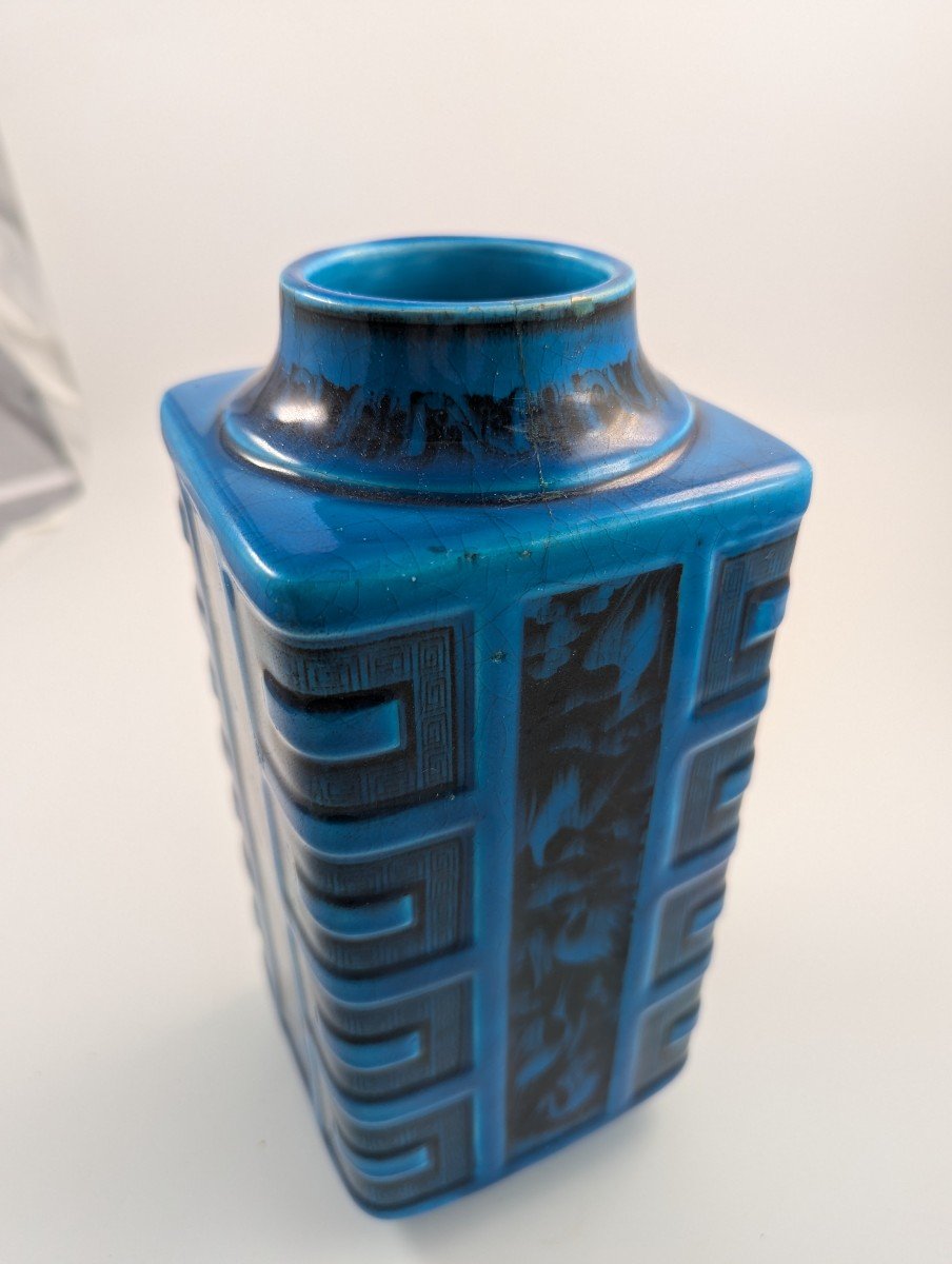 Christopher Dresser For Minton Turquoise Glazed Square Vase, Circa 1880-photo-4