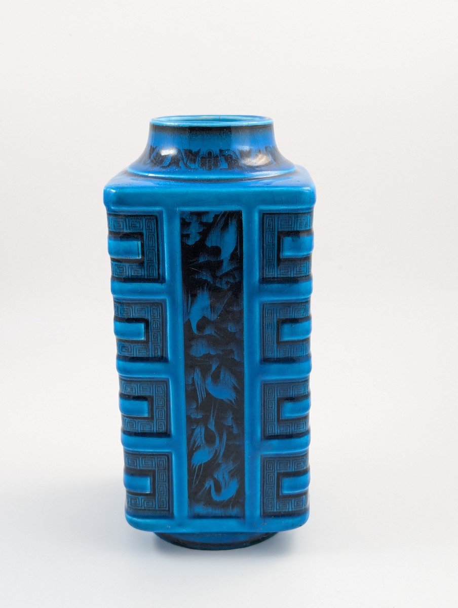 Christopher Dresser For Minton Turquoise Glazed Square Vase, Circa 1880