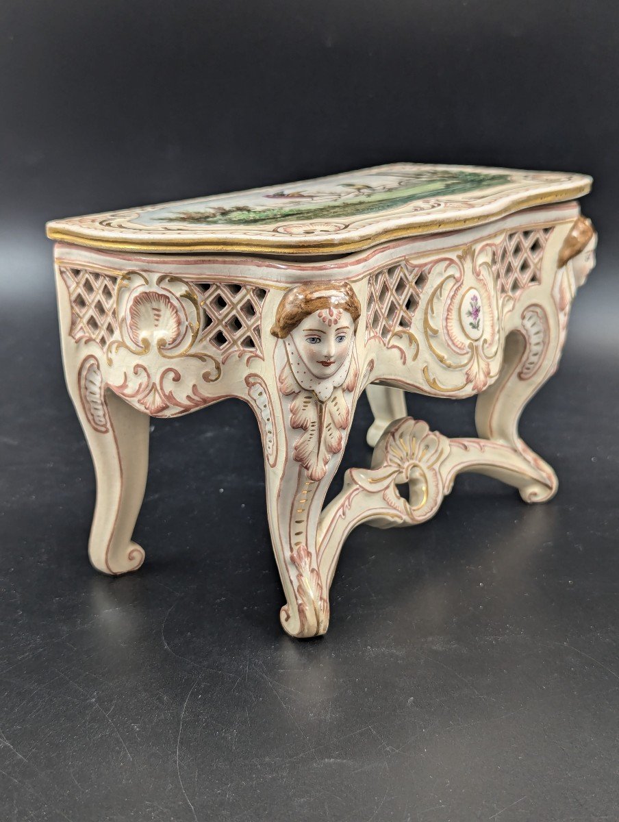 Ancien Coffret De Bureau En Porcelaine, Style Sèvres, France, Fin 18e, Début 19e Siècle-photo-5