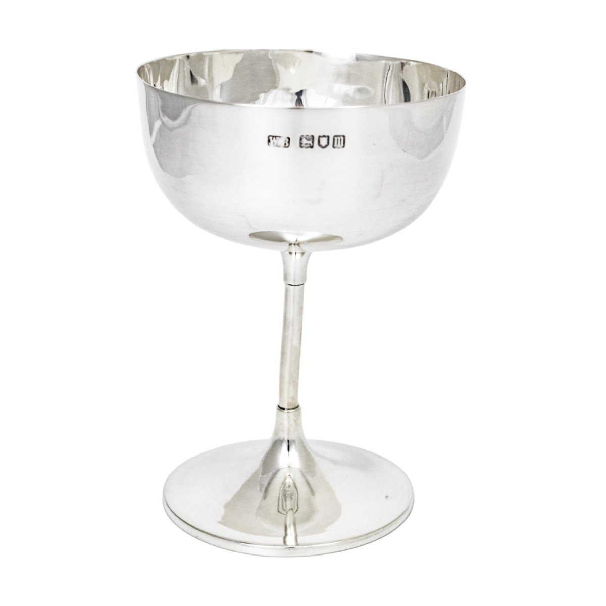 Coupe à Dessert Ancienne En Argent Sterling De l'époque édouardienne En Verre à Champagne-photo-2