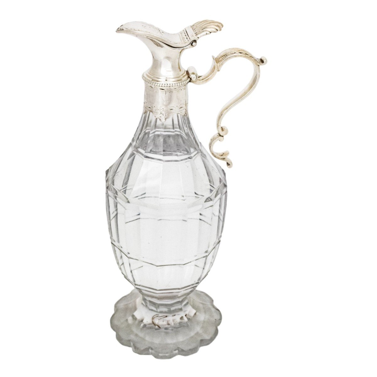 George III Silver Mounted Cut-glass Oil / Vinegar Jug / Liquer Decanter With Griffin Armorial-photo-2