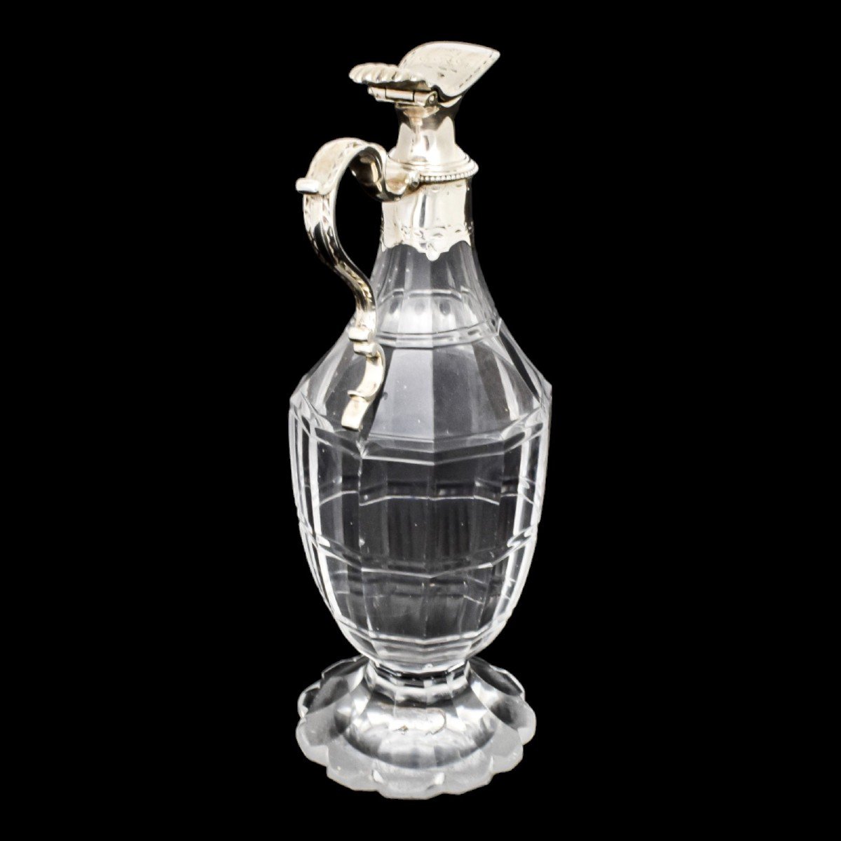 George III Silver Mounted Cut-glass Oil / Vinegar Jug / Liquer Decanter With Griffin Armorial-photo-3