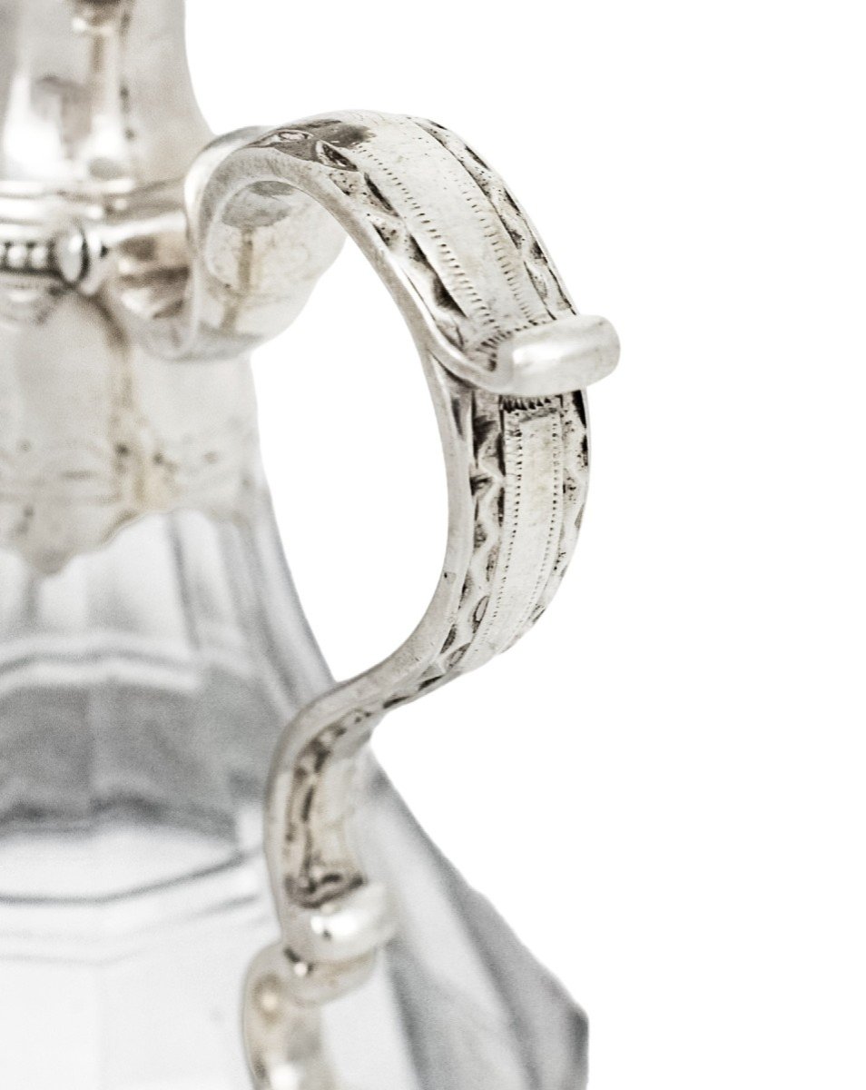 George III Silver Mounted Cut-glass Oil / Vinegar Jug / Liquer Decanter With Griffin Armorial-photo-2