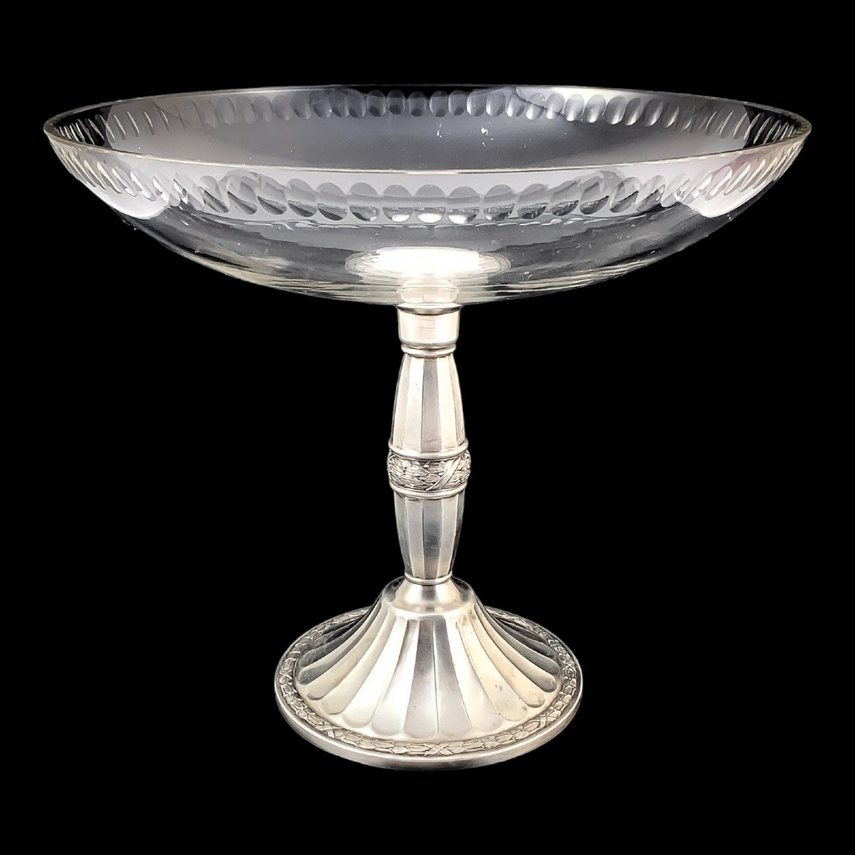 Art Nouveau Wmf Set De Fruits En Métal Argenté - Tazza En Verre Taillé Et 4 Coupes à Dessert-photo-4