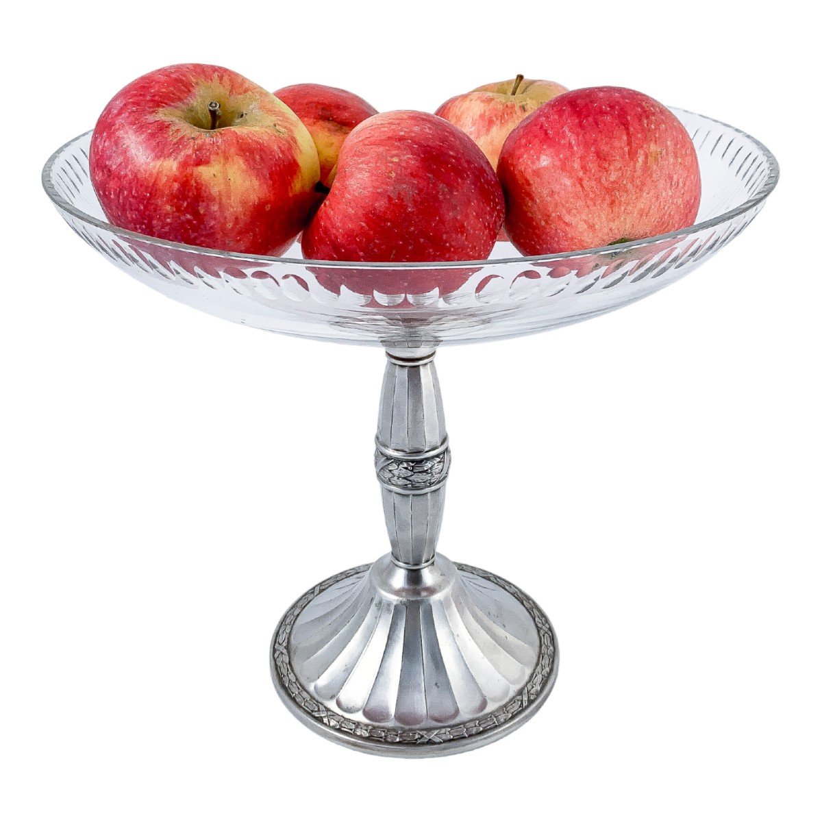 Art Nouveau Wmf Set De Fruits En Métal Argenté - Tazza En Verre Taillé Et 4 Coupes à Dessert-photo-1